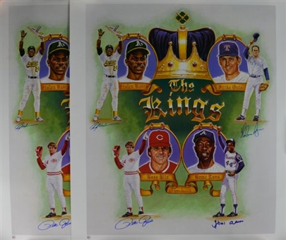 Lot of two (2) - Kings of Baseball Autographed Posters – Ryan, Rose, Aaron & Henderson